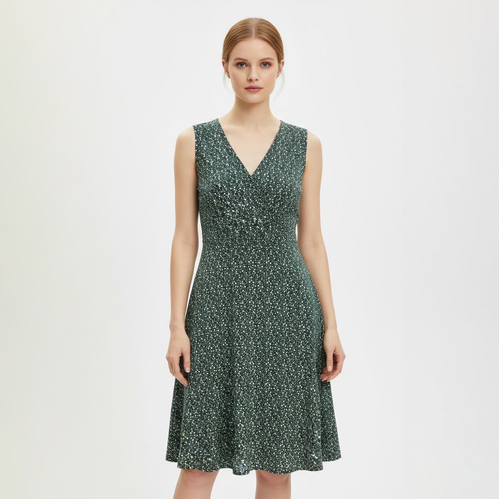 Women's Summer Maxi Dress V-Neck Lace-Up Sleeveless Sequined Chiffon Casual Solid Woven Party Natural Waistline Washable