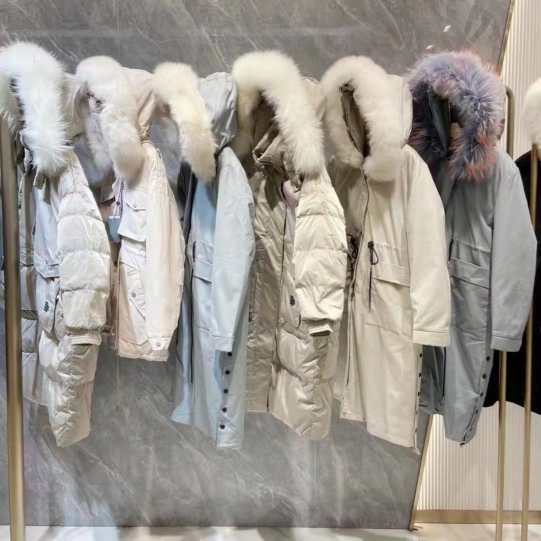 Autumn Winter Long Down Jacket Warm Women's Fluffy Parka Loose Duck Puffer Coat 2025 Real Fox Fur Collar 90%