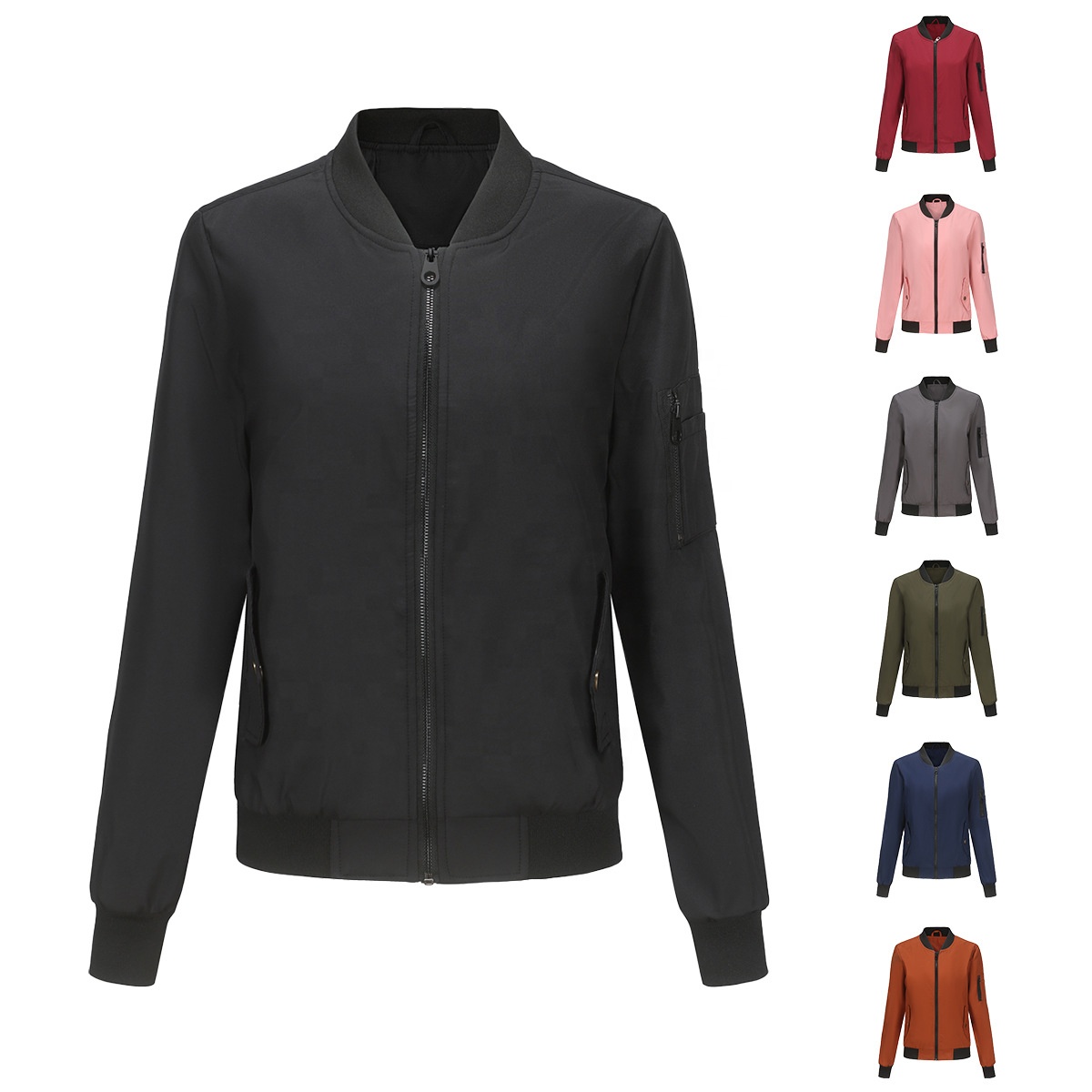 Pilot Wind Breaker Jacket Womens Biker Bomber Jacket With 4 Pockets Windbreaker Streetwear Ladies Outwear Work Coats