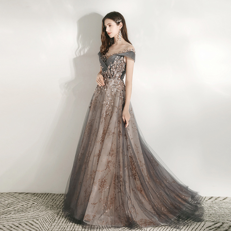 Factory Direct Sale Elegant Dresses Women Formal Gowns Evening Plus Size Party V-Neck Diamonds Evening Dress