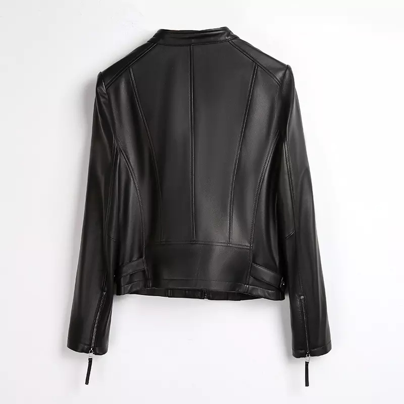 Women's Genuine Cowhide Leather Biker Jacket with Python Embossed Leather, New Vintage Style Snakeskin Leather Motorcycle Jacket
