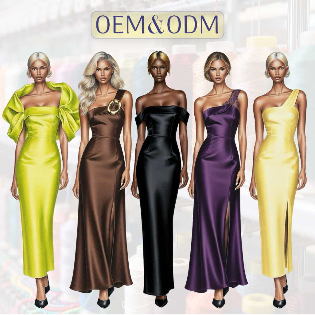 Clothing Manufacturer OEM High Quality Prom Dress Customized Elegant Satin Dresses Ladies' Designer Clothing Evening Gown