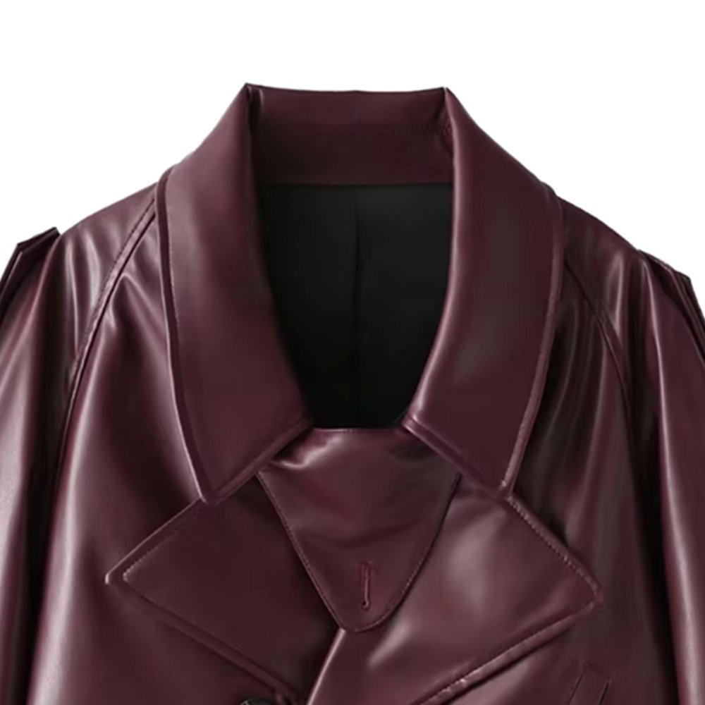 RTS New Arrivals Custom Logo Burgundy Genuine Leather Jackets Women's Trending Product Vintage Jackets Streetwear Women Classic