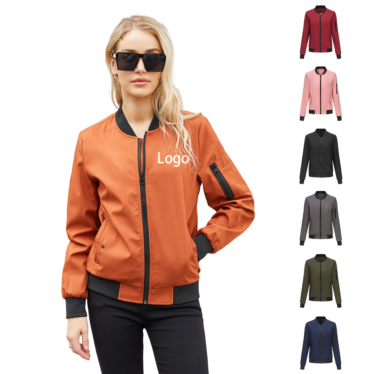 Pilot Wind Breaker Jacket Womens Biker Bomber Jacket With 4 Pockets Windbreaker Streetwear Ladies Outwear Work Coats