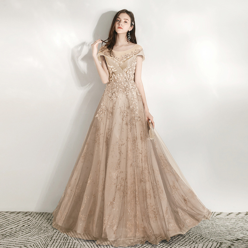 Factory Direct Sale Elegant Dresses Women Formal Gowns Evening Plus Size Party V-Neck Diamonds Evening Dress