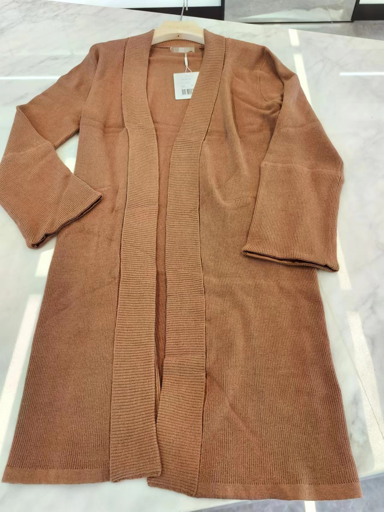 Women's Long Cardigan Open Front in Viscose Knitted Cardigan