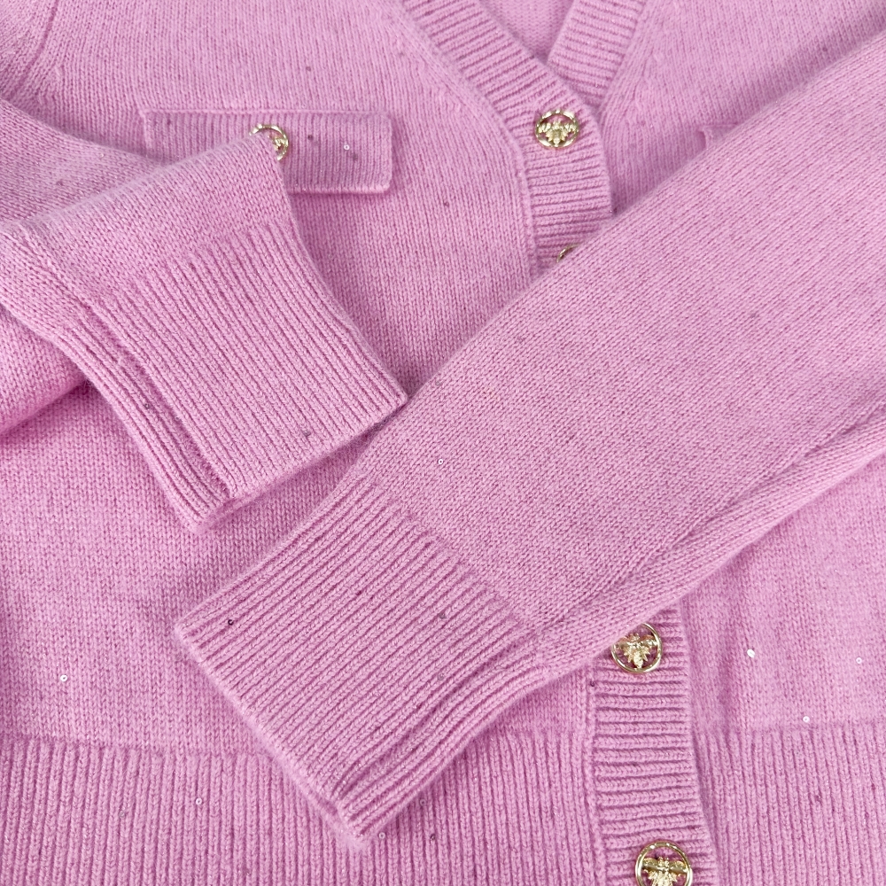Luxury Women's Winter V-Neck Cardigan Sweater Custom Knit Top with Button Decoration