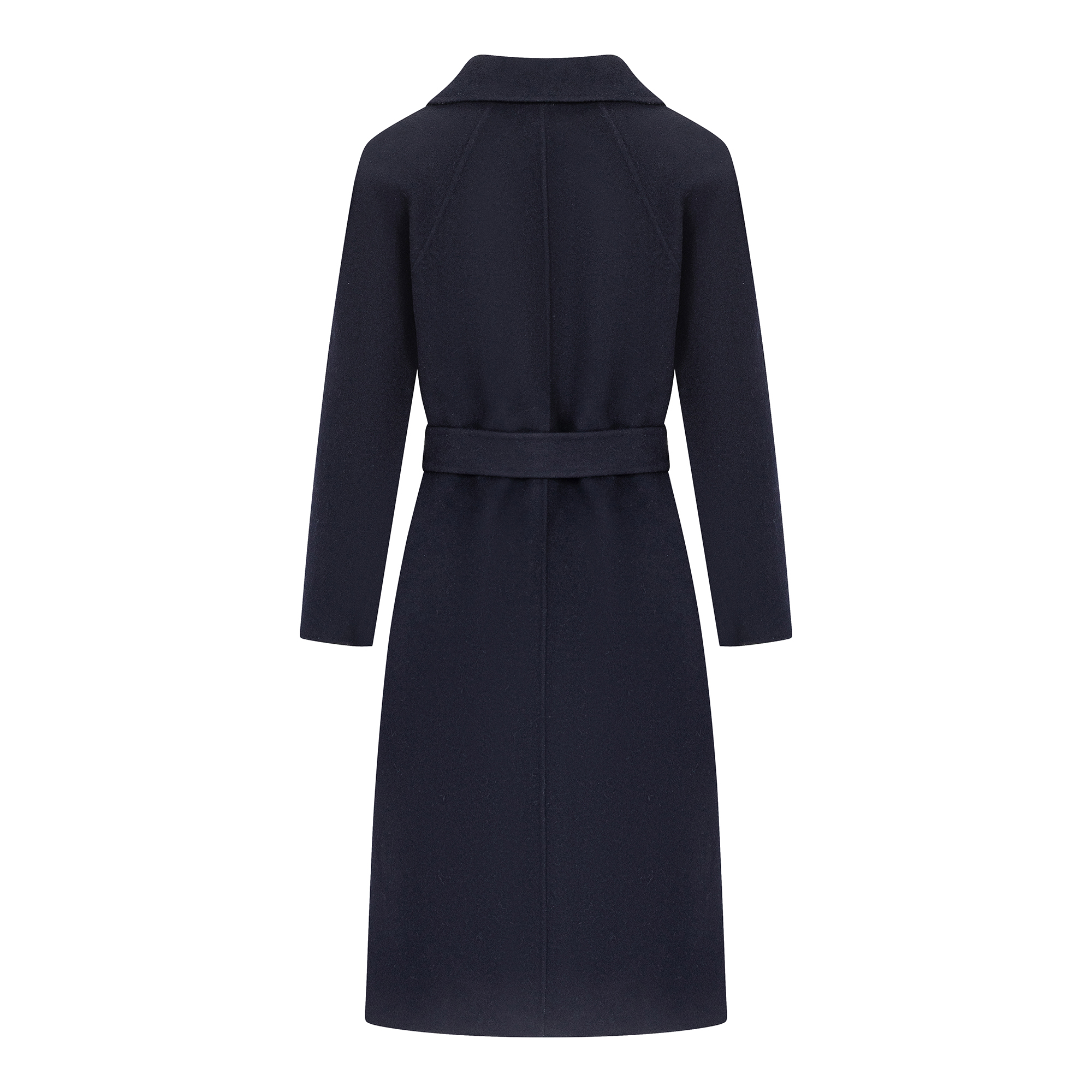 Women's Classic Double-Breasted Trench Wool Coat - 10% Cashmere &amp; 90% Wool Blend, with Waist Belt