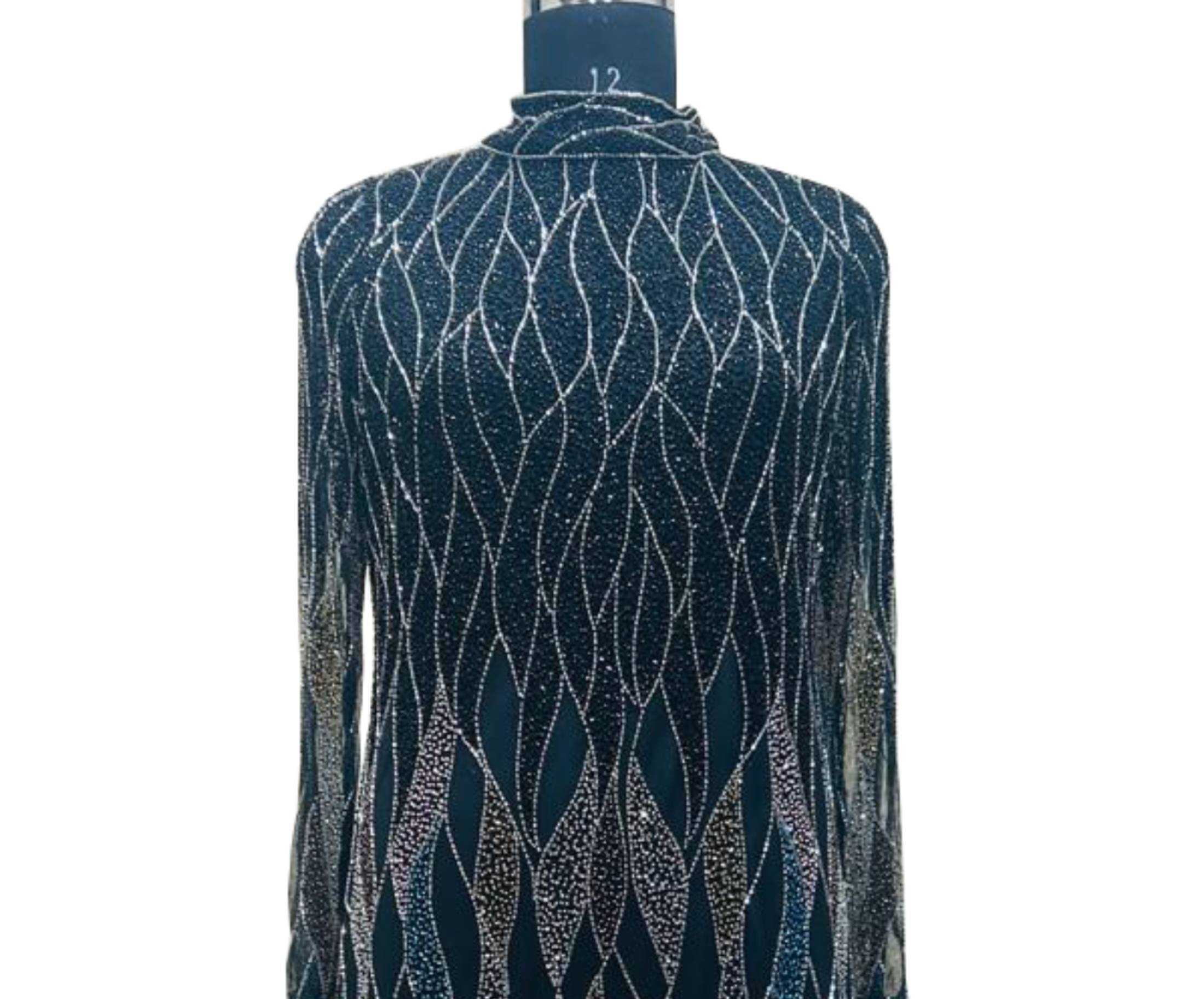 Attractive Ladies Evening Dresses-Unique Multicolor Beaded Crystal Embroidery Sequined Floor-Length Sexy Square Collar Sweep