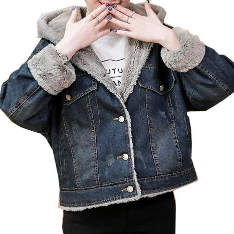 2021 New Design Fashion Warm Custom Lady Denim Jacket Coat Loose Plus Size Women Winter Faux Fur Jeans Jacket/women Jacket
