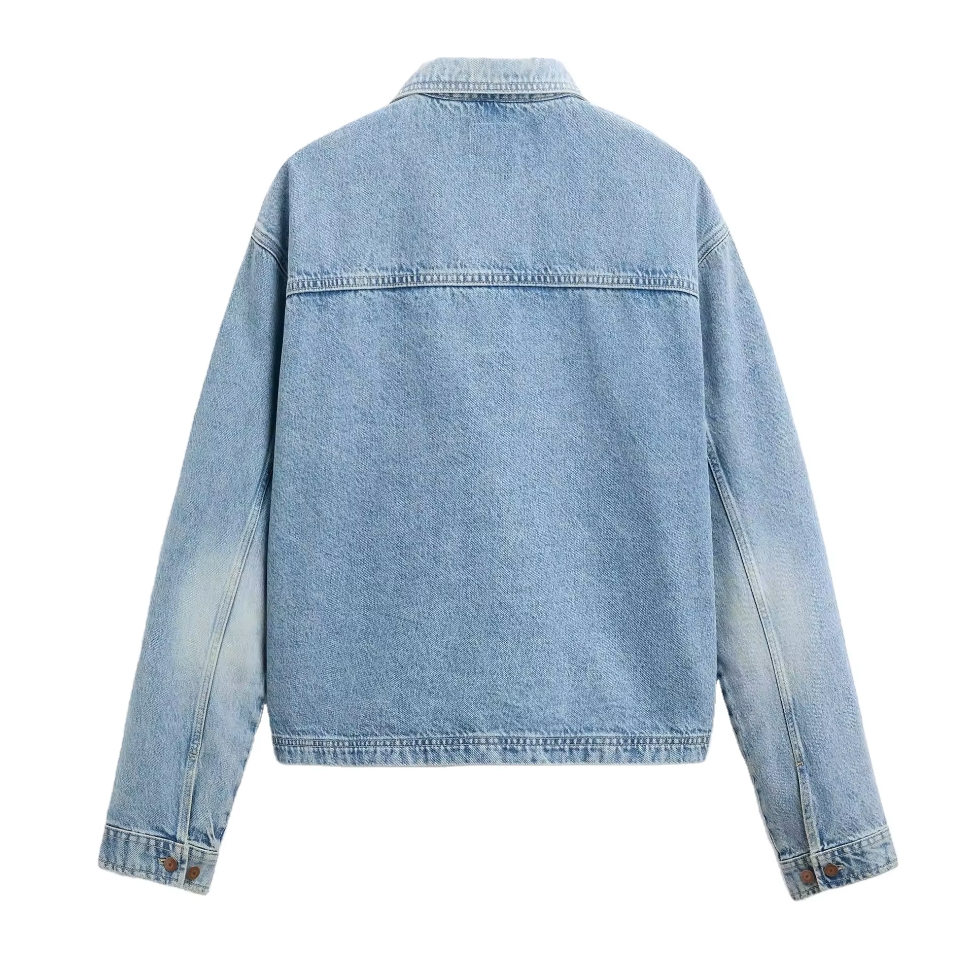 OEM Custom Mens Jean Denim Jacket Faded Effect Denim Cotton Coat Oversized Vintage Washed Denim Jacket