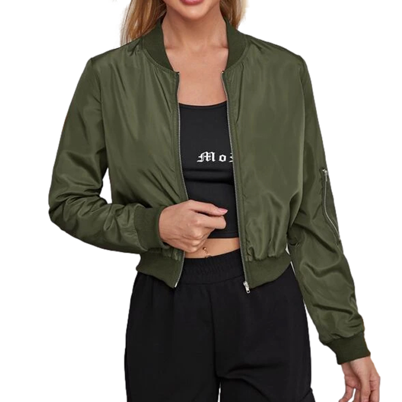 Custom Ladies Jacket Outdoor Windbreaker Polyester Zip up Unisex Jacket Bomber Jacket for Women