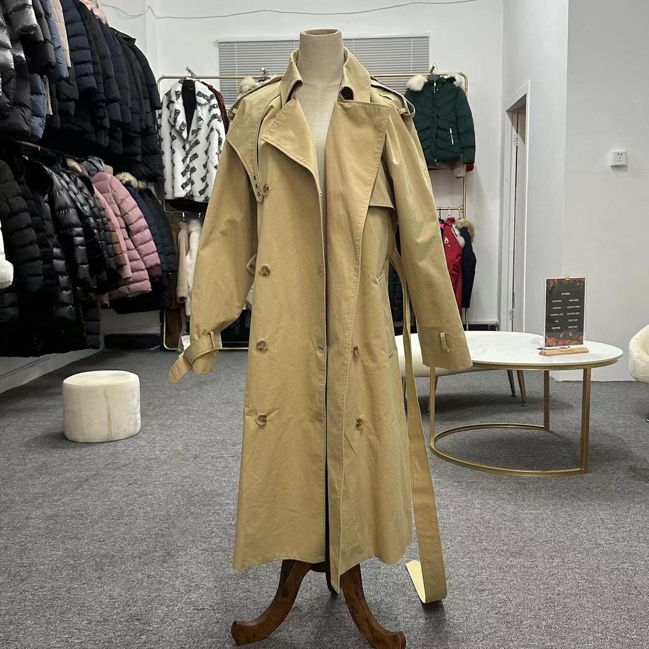 Women's Stylish Long Trench Coats New Casual Mid-Length Cape Windbreaker with Cotton Filling Breathable Design Jacket