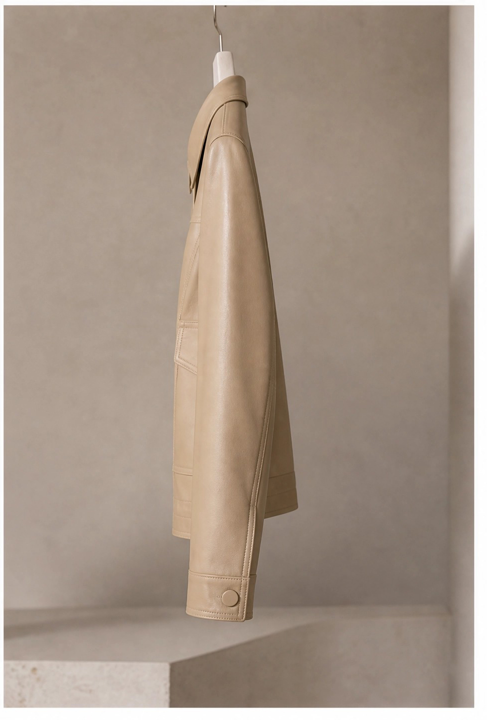 New Spring Autumn Utility Style Leather Jacket, Women's Short Turn-Down Collar Coat for Daily Wear