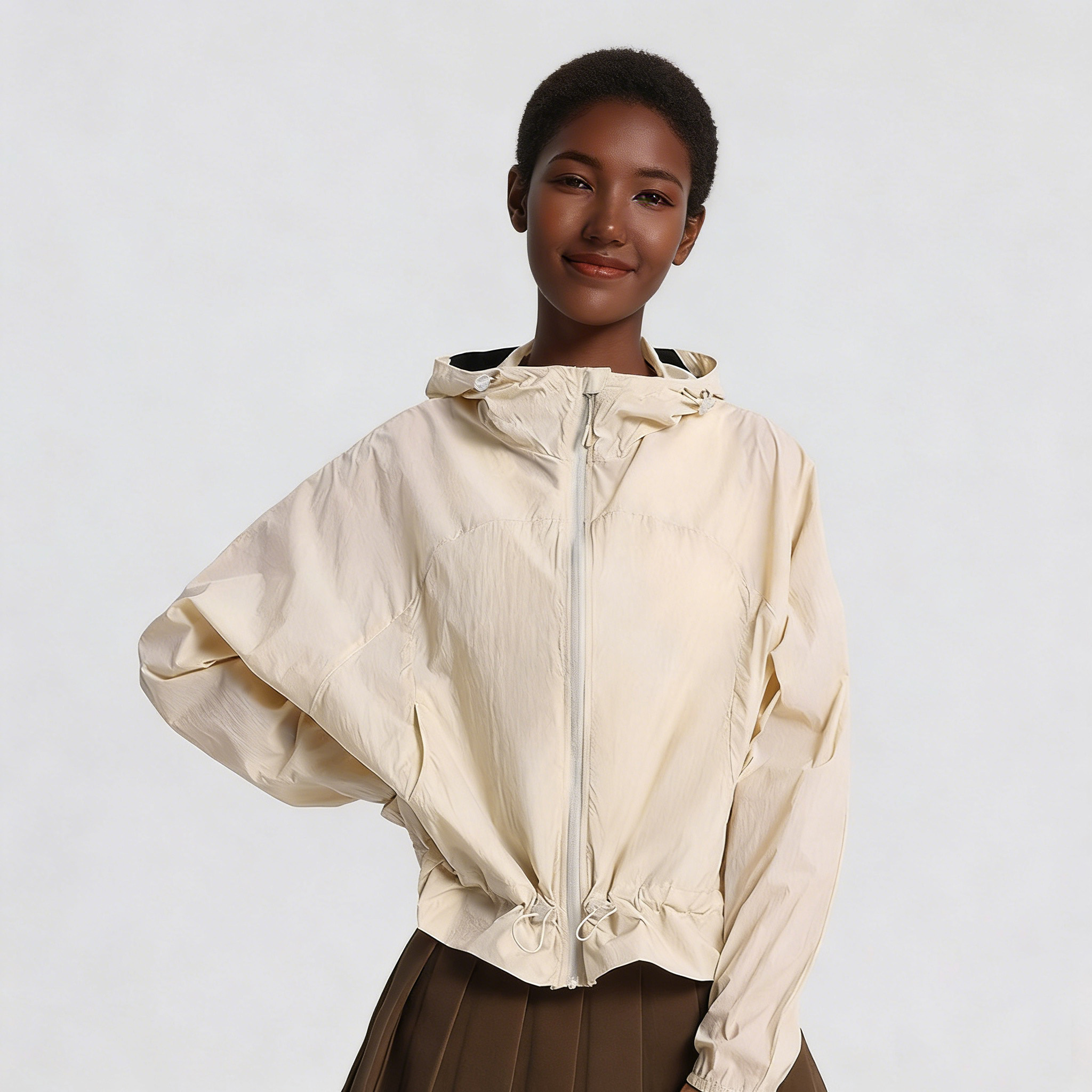 Women's Summer Full Length UPF 50+ UV Protection Slim Fit Hooded Spandex/Nylon Sunscreen Outdoors Sports Windbreaker Skin Coat