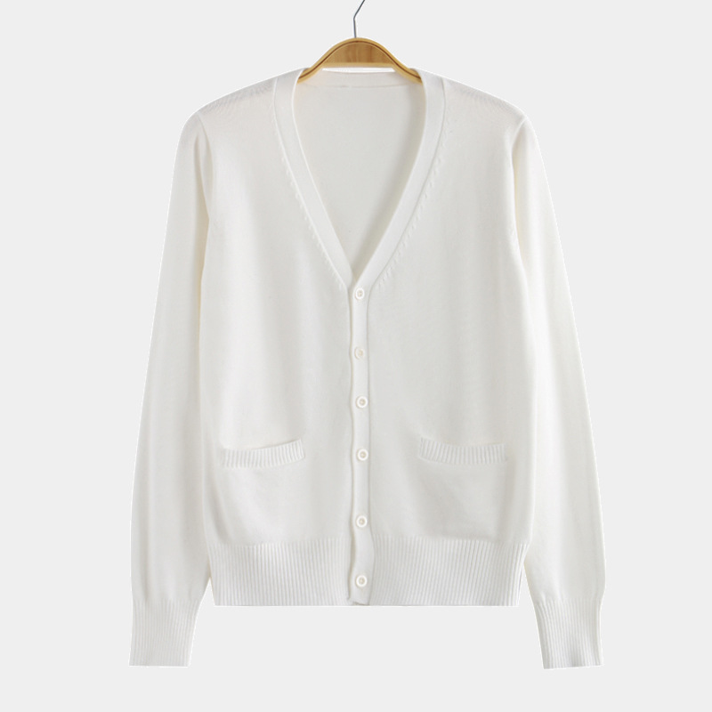 Custom Women V Neck Buttons Pockets Long Sleeves Cardigan Knitwear Cotton Custom Pattern Cardigan Knit Sweater