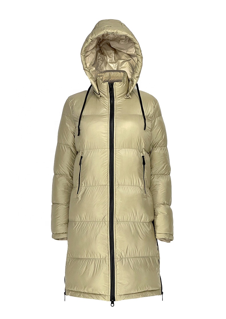 Alike Custom Winter Women's Long Parka Blouson Jacket with Detachable Hood Quilted Breathable Windproof Puffer Black