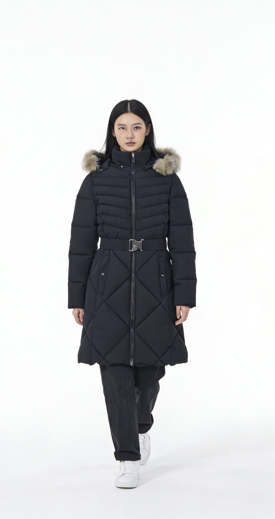 High Quality Women's Puffer Jacket Custom Design Hooded Solid Color Full Sleeves Breathable Knitted Winter Clothing Front Zipper