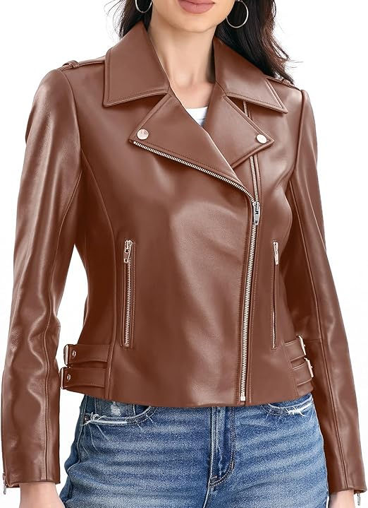Spring 2025 Leather Jacket for Women Winter Red Dark Brown Plus Size Pakistan Style Ladies Leather Outerwear Women's Jackets