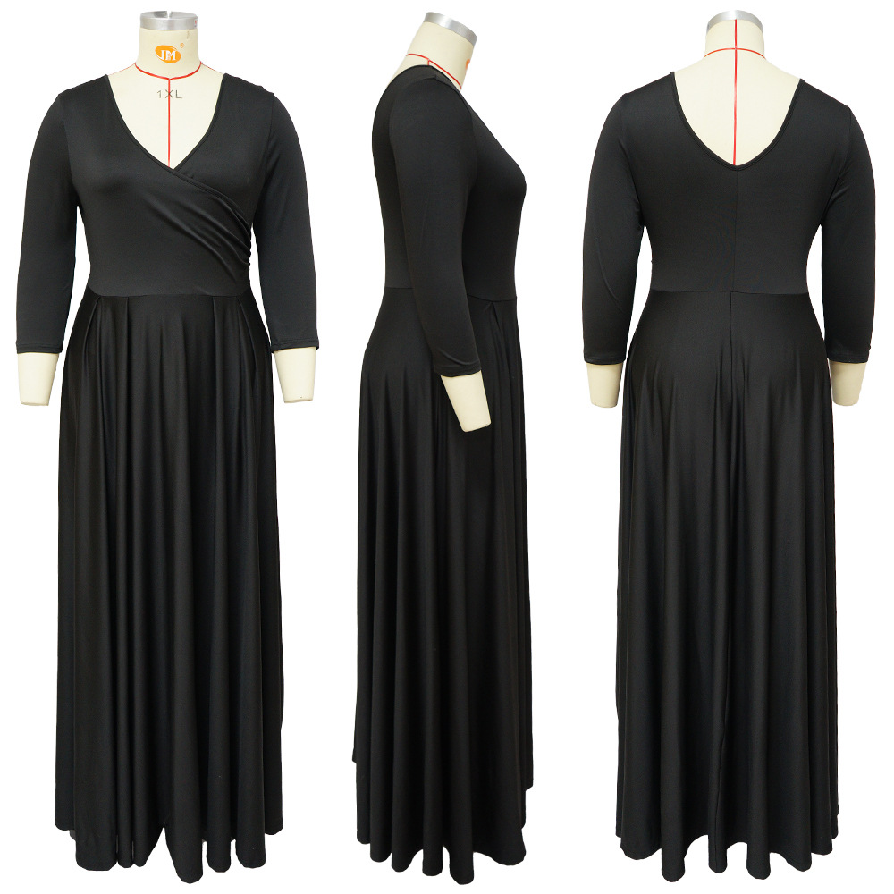 L-4XL Plus Size Women's Dresses Women Clothing V-neck Long Maxi Wedding Evening Dress Summer Spring Casual Oversized Dresses