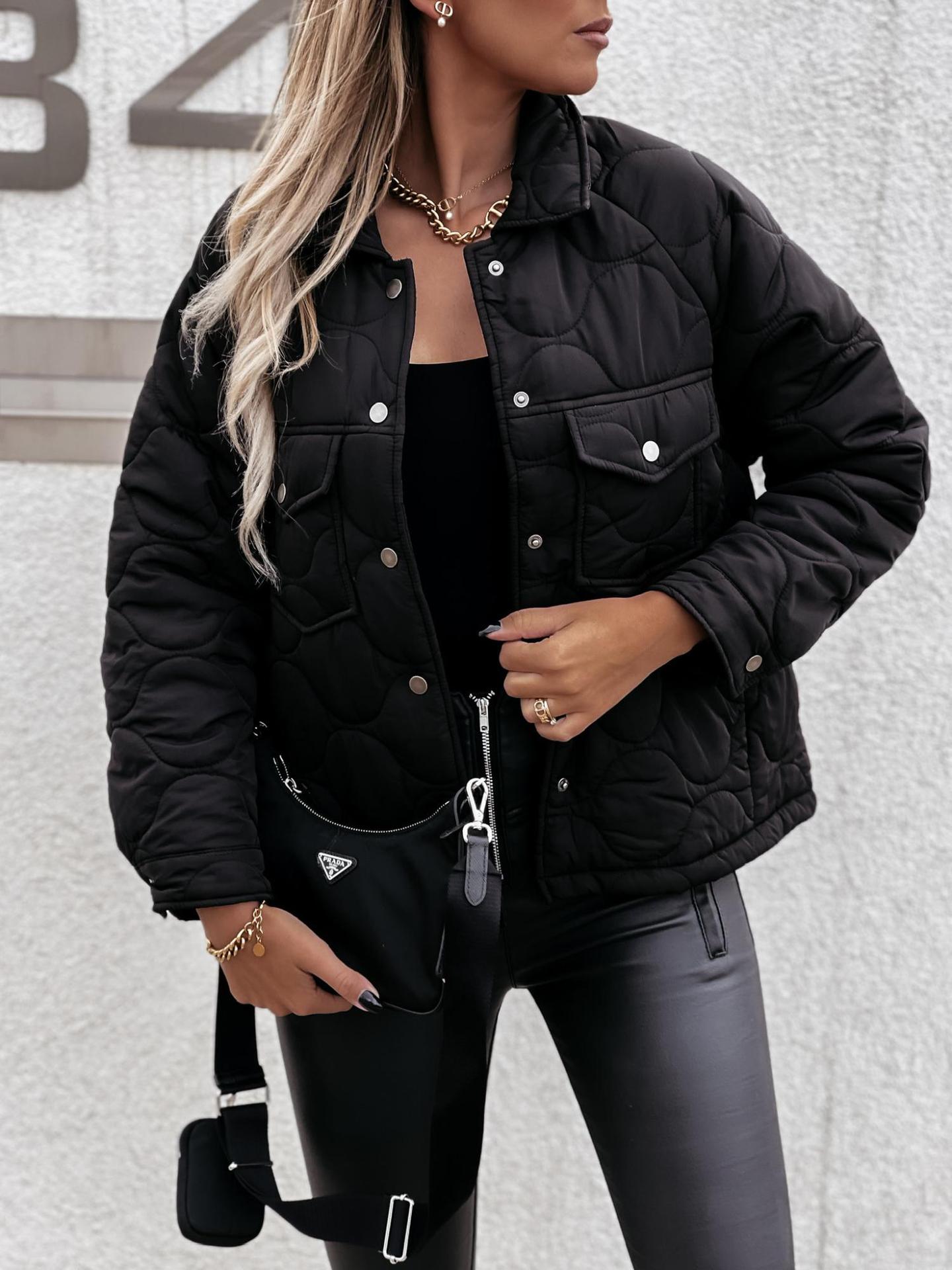 Outdoor Casual Button Padded Cozy Coat Ladies Puffer Jackets