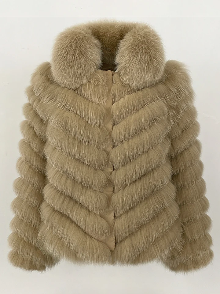 Real Fox Fur Office Lady Thick Warm Women's Winter Parka Coat