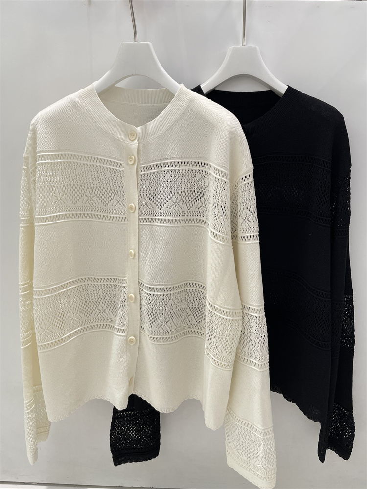 Wholesale Plus Size Open Knit Cardigans Oversized Lace Pattern Long Sleeve Cover-Up Bulk Supply