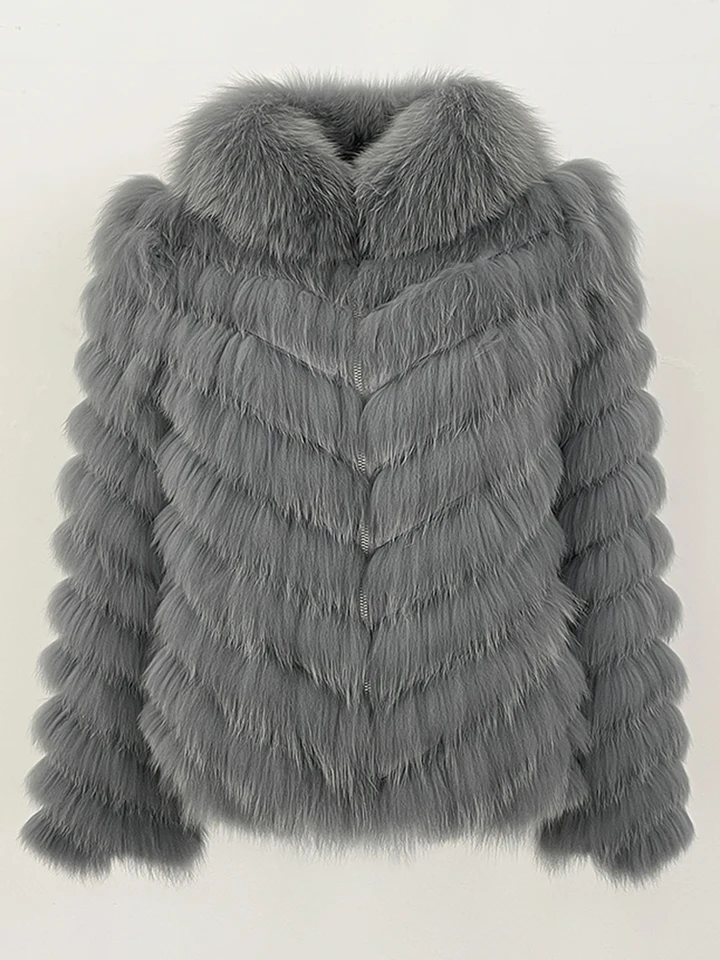 Real Fox Fur Office Lady Thick Warm Women's Winter Parka Coat