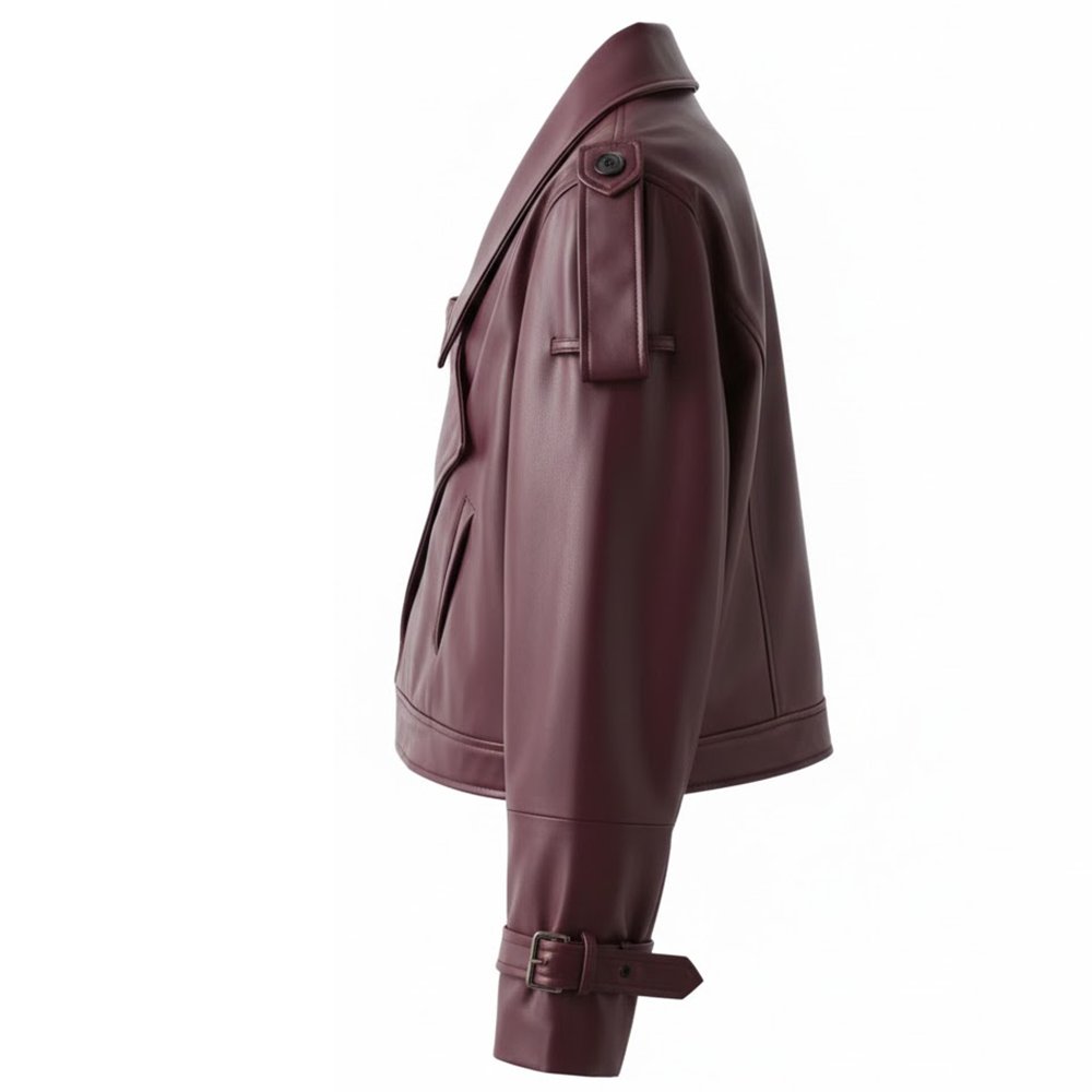 RTS New Arrivals Custom Logo Burgundy Genuine Leather Jackets Women's Trending Product Vintage Jackets Streetwear Women Classic