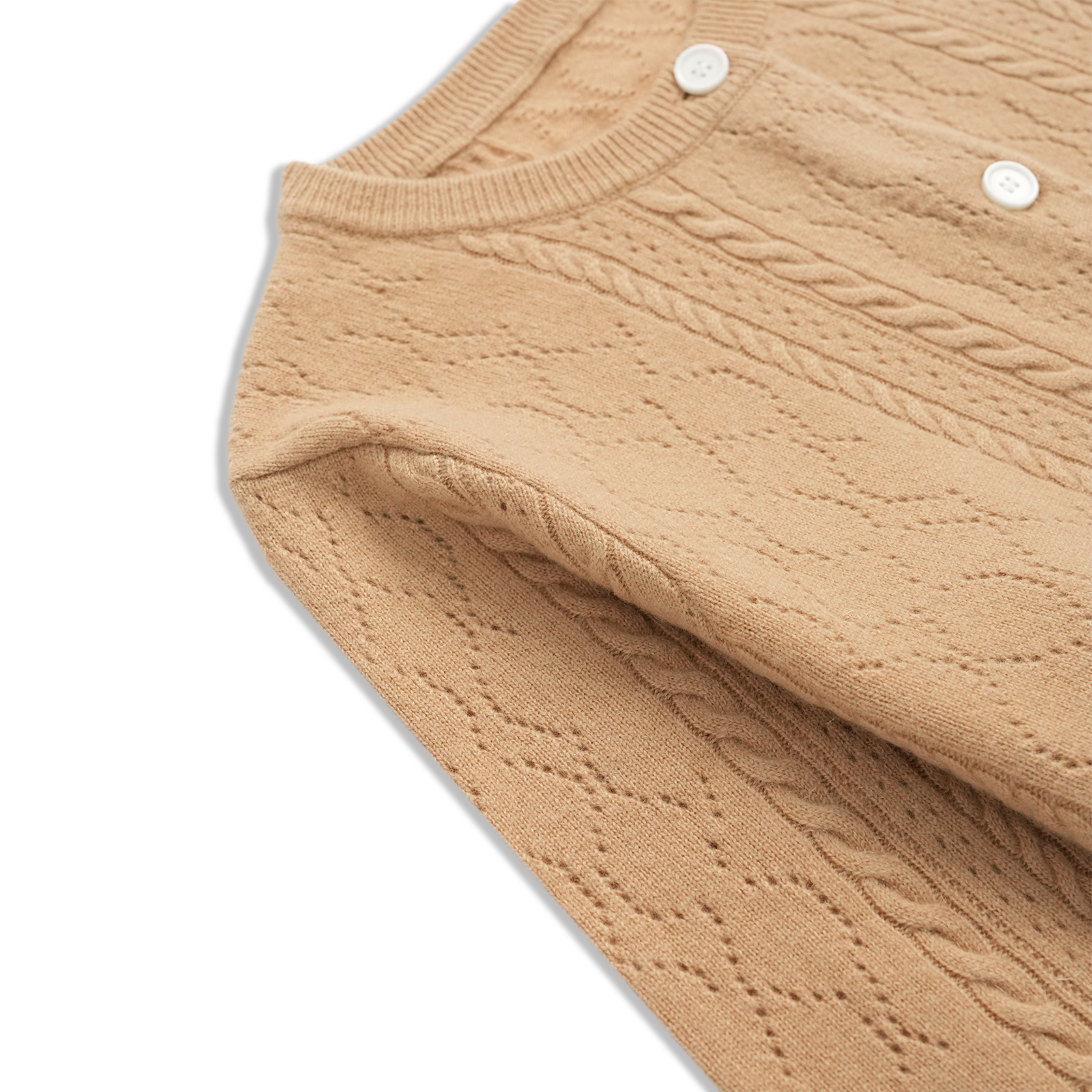 Townkana Winter Pure Cashmere Solid Color Button Round Neck Knitted Hollow Knitted Cardigan Cashmere Sweater