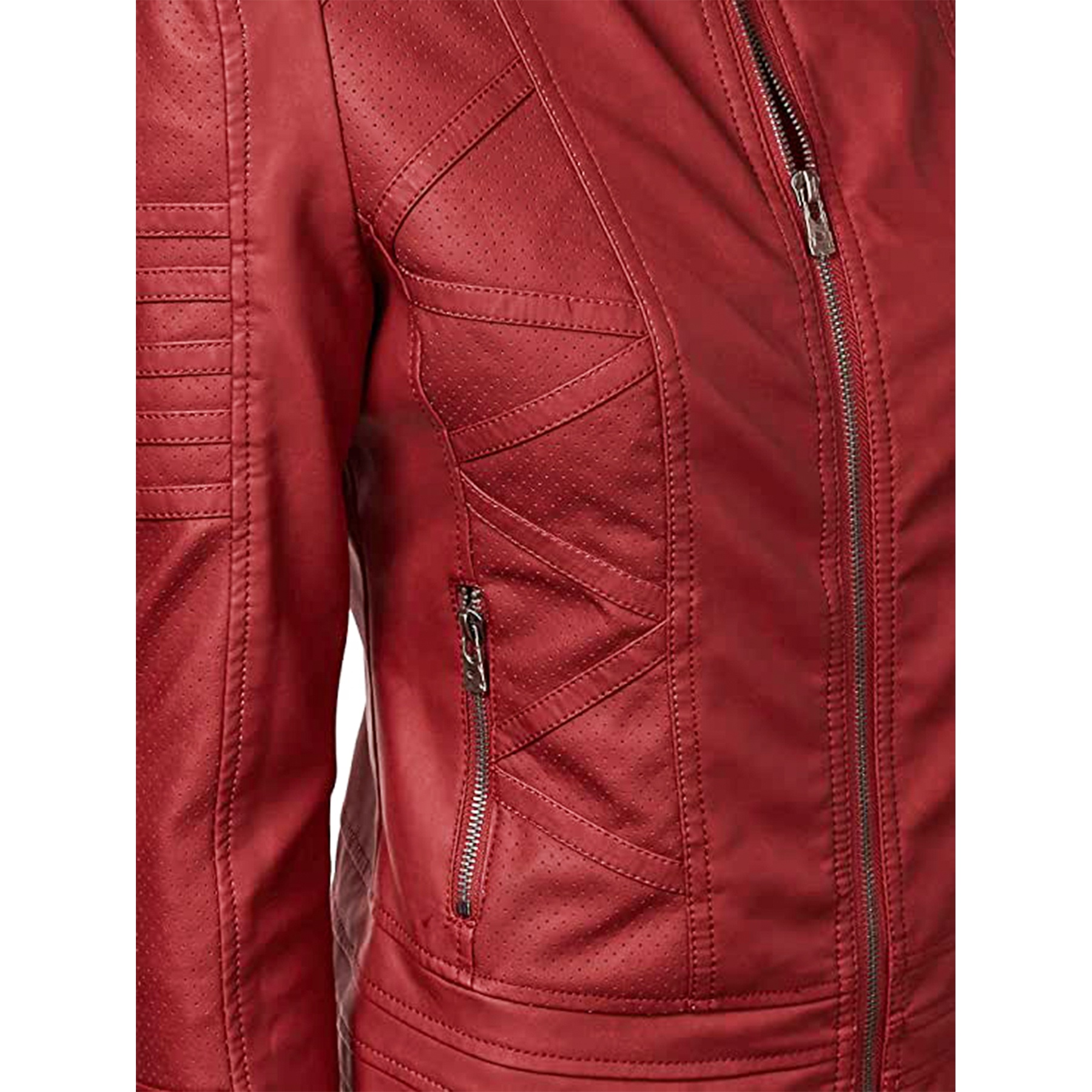 New Design Wholesale Women's Leather Bomber Jacket-Breathable Rivet Detail