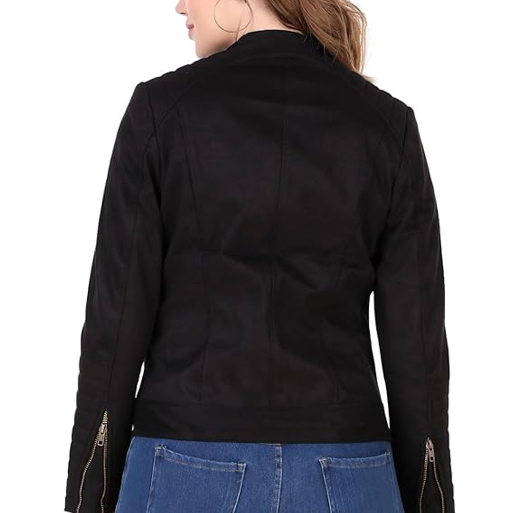 Winter Fashionable Womens Suede Leather Jacket Top Quality Custom Design Zipper Closer Regular Wear Women Suede Leather Jackets