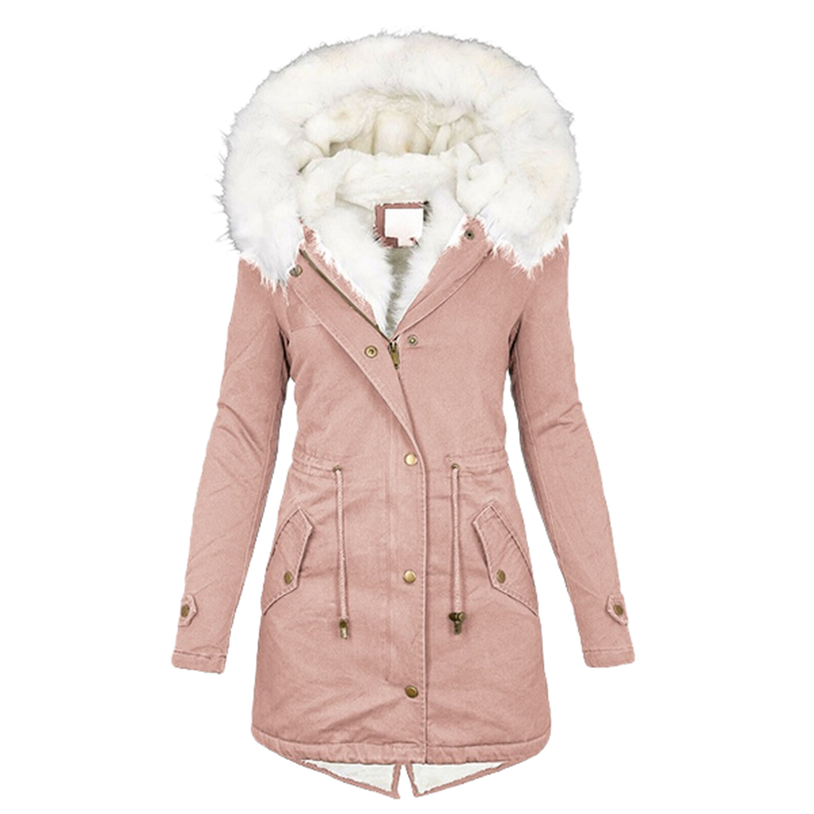 Hot Sale Winter Fashion Women's Thick Padded Hooded Jackets Solid Color Down Cotton Jacket Hooded Parka Coat