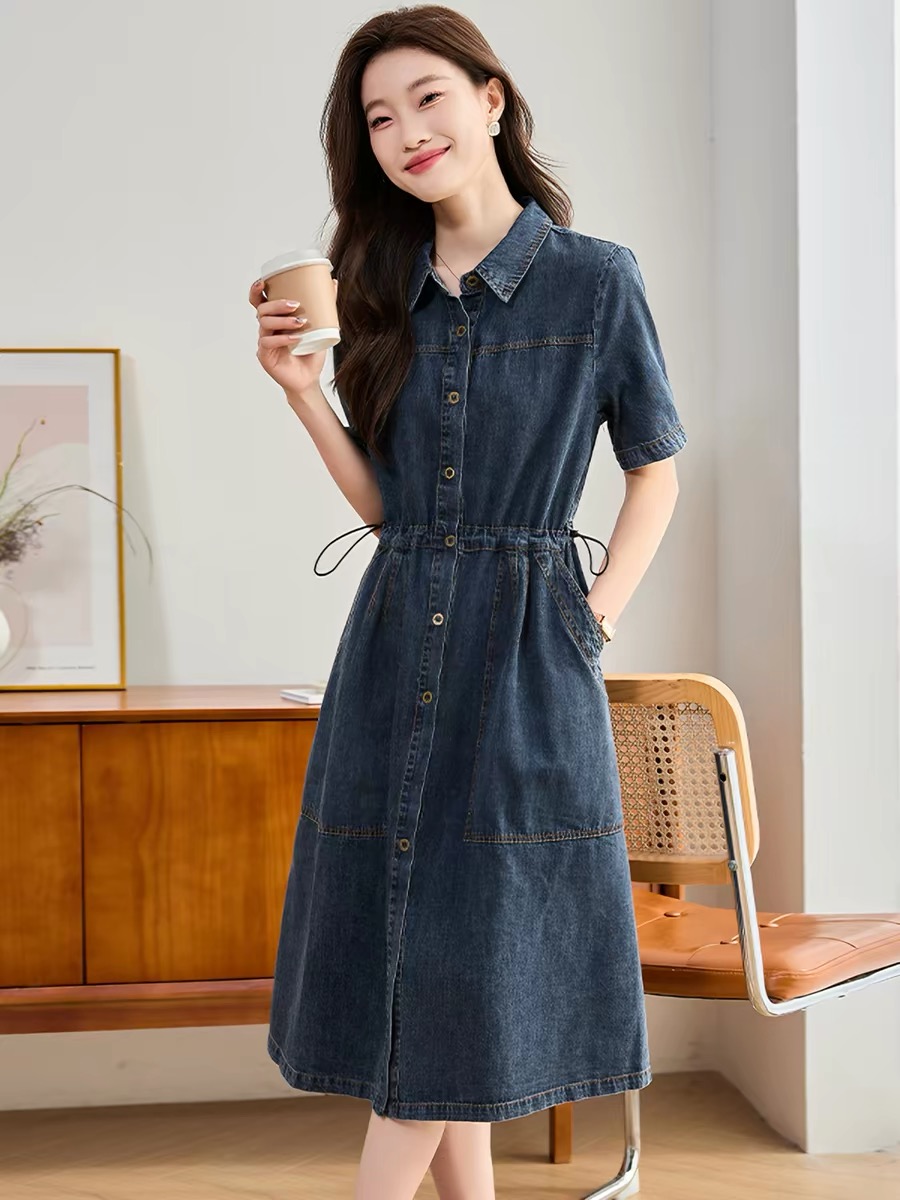 Ladies 100% Cotton Maxi Dress White Long Sleeve Pencil Waist Shirt Dress Casual ODM Summer Style Breathable and Solid Pattern