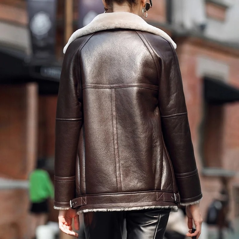 Leather Jackets for Ladies Women's Stand Collar Leather Lined Winter Warm Quilted Breathable Leather Jackets OEM ODM Service