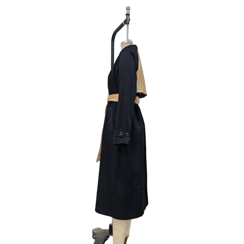 Women's Retro British Style Double Breasted Trench Coat Long Mid-Length Windbreaker New Flip Collar Lace-up Fastening for Spring