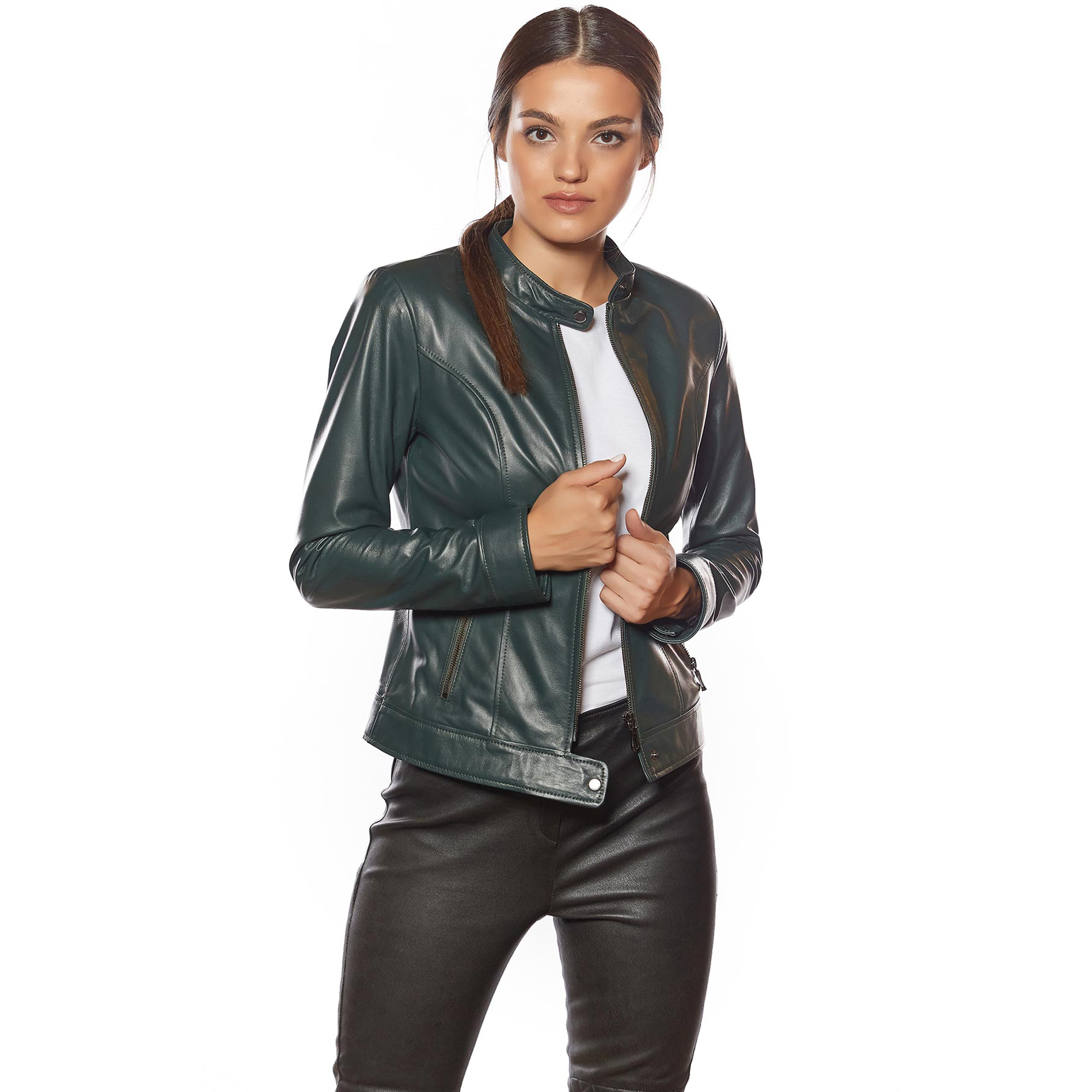 High Quality Women's Leather Fashion Jacket Custom Made with Your Own Design Multi-Color Wholesale Supply