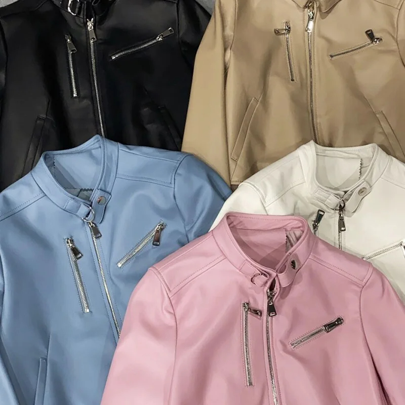 Multi Colors Bomber Pure Leather Women Fashion Jackets with Zipper Fashion Classic Looks