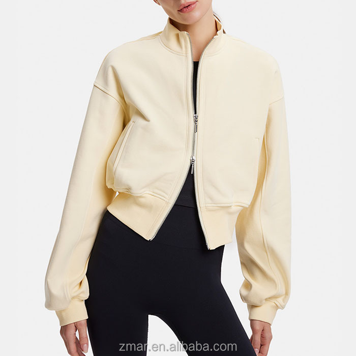 ZM-889 Custom Bomber Jacket Women's Jacket With Loose Sleeves and Double-zip Zipper Sports Jacket Coat