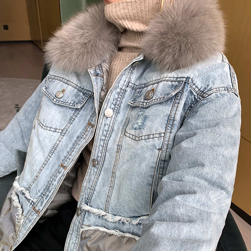 Veste En Jean Doudoune Pour Femme Manteau Women Jeans Denim Jacket