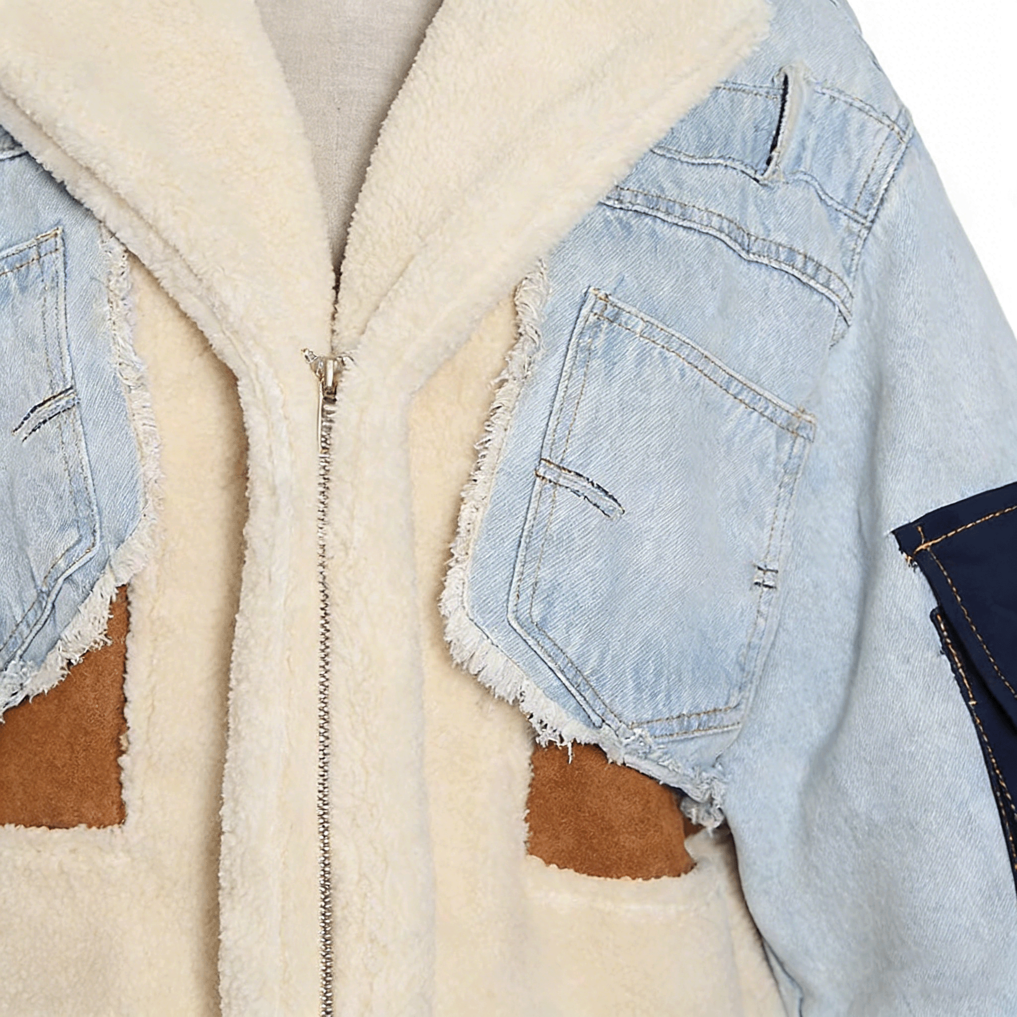 Stylish Denim Jacket Winter Women Warm Jacket Patchwork Coat Jeans Jacket