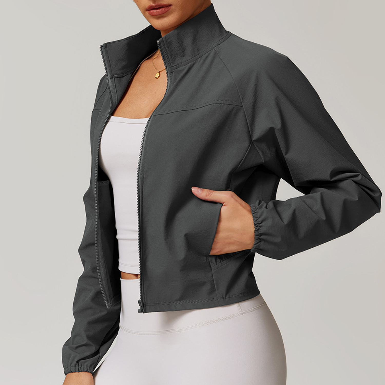 Women's Zip-Up Sports Jacket Yoga Zip Front Sports Top Workout Track Activewear Outerwear Fitness Running Windbreaker