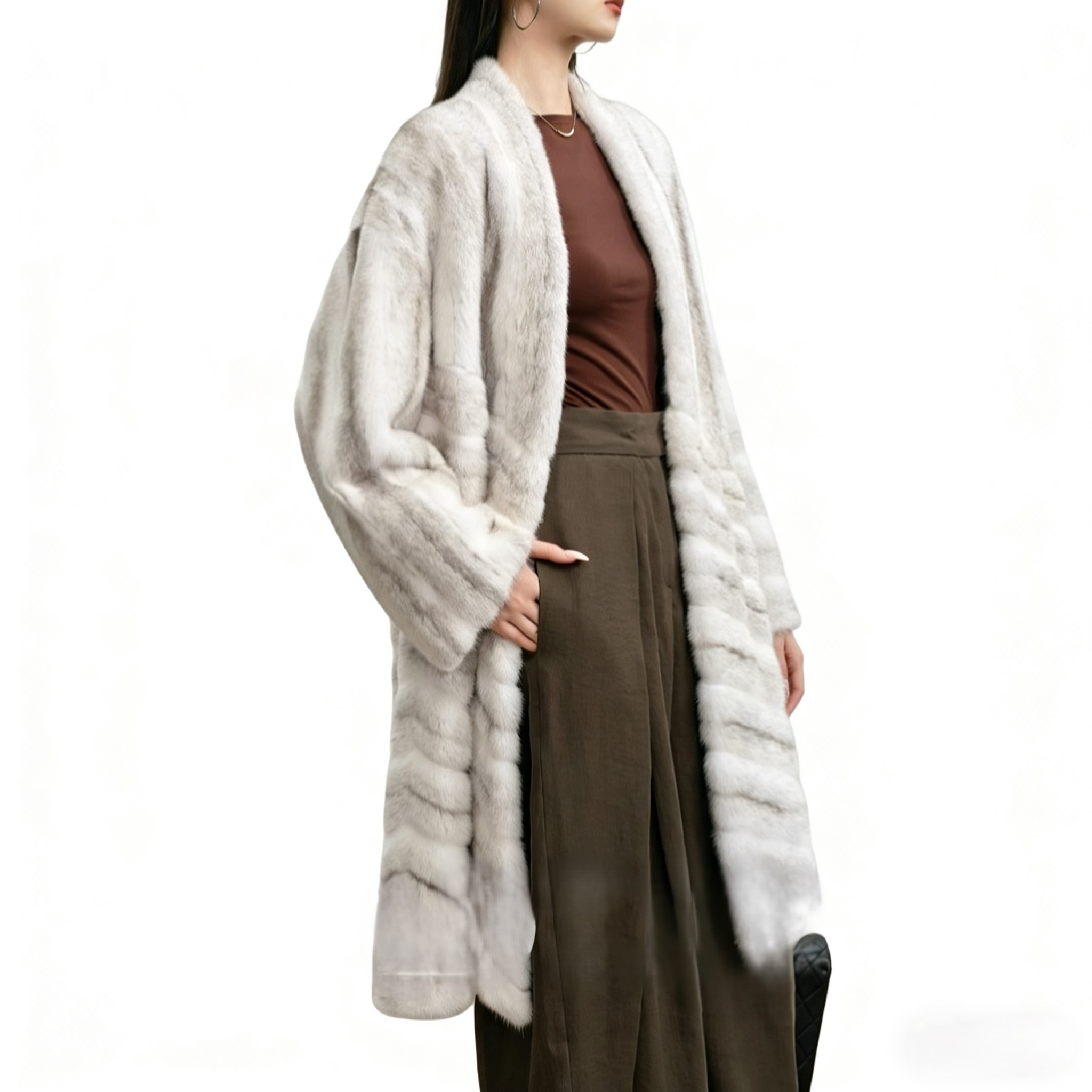 2026 Luxury Women's Coat, Full-Cut Purple-Gold Grade Whole Mink Fur Coat, Mid-Length Mink Fur Outerwear for Women