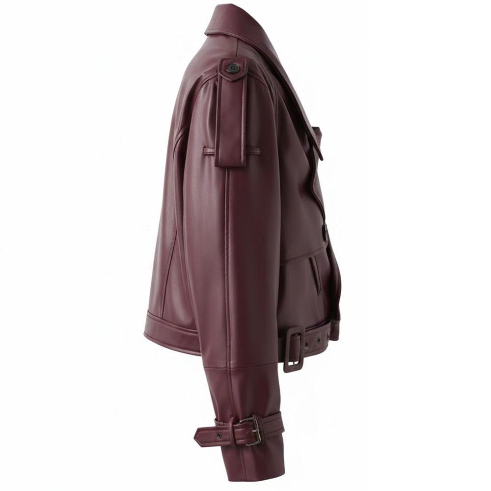 RTS New Arrivals Custom Logo Burgundy Genuine Leather Jackets Women's Trending Product Vintage Jackets Streetwear Women Classic