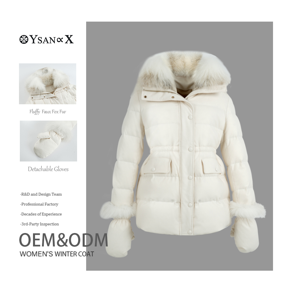 LOVEXUAN Fashion Winter Wool Duck Down Jacket Women Detachable Faux Fox Fur Collar Clothing Parkas Thick Warm Duck Fur Coat