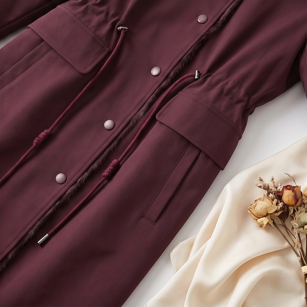 Elegant Mink Fur Lined Winter Parka, Women's Long Water-Resistant Coat for Cold Weather &amp; Office Wear