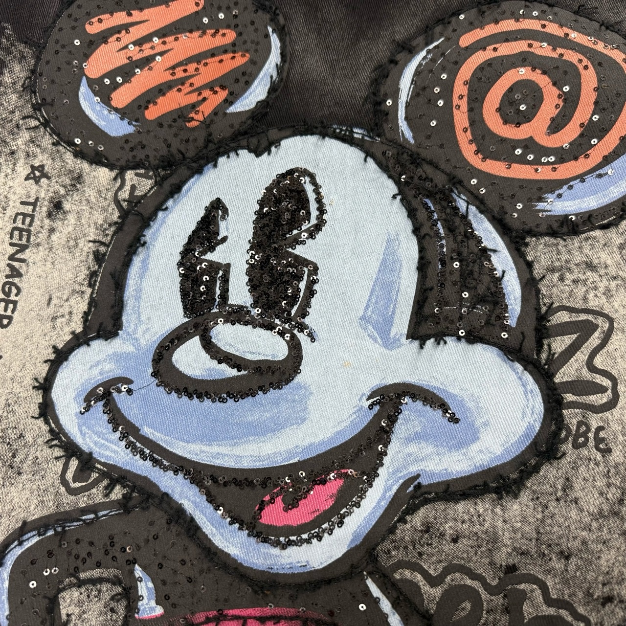 6823/FANMAJIALIE Black Denim Shirt With Mickey Cartoon Print Casual Daily Street Fashion Top Ladies' Coat Jacket