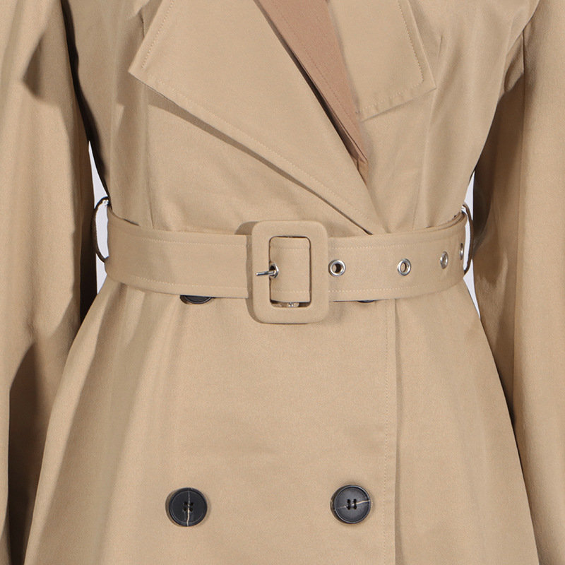 2025 Fall Winter New Trench Coat Fashion Design Contrast Panel Women Classic Midi Length Elegant Casual Coat With Belt