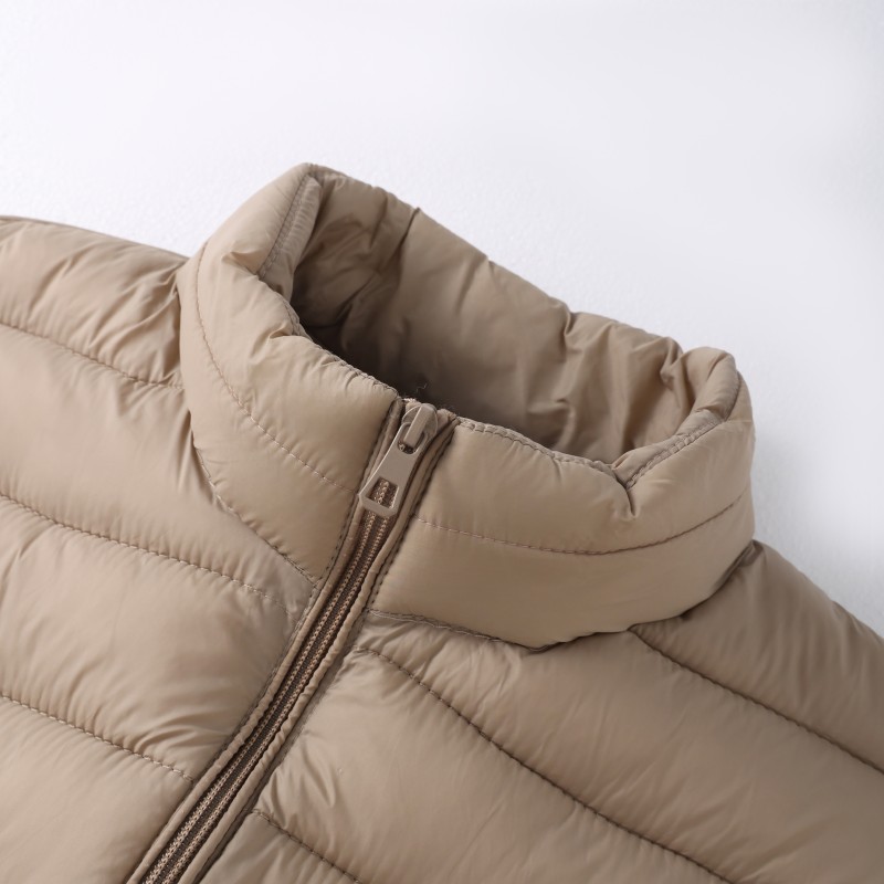 Women's Short Breathable Waterproof Quilted Puffer Jacket-Lightweight Polyester Stand Collar Zipper Casual Outerwear for Europe