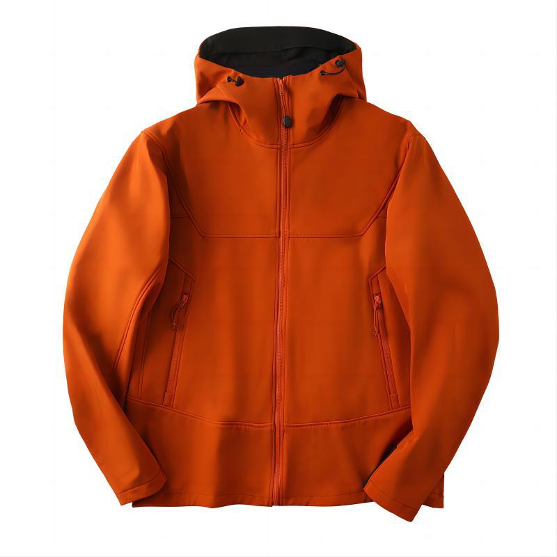 Custom Men's and Women's Soft Shell Outdoor Waterproof Windbreaker Coat Three-Proof Stand Collar Hooded Front Logo for Winter